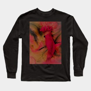 BRIGHT PINK FLORAL TROPICAL PARROT COCKATOO PALM JUNGLE POSTER PRINT Long Sleeve T-Shirt